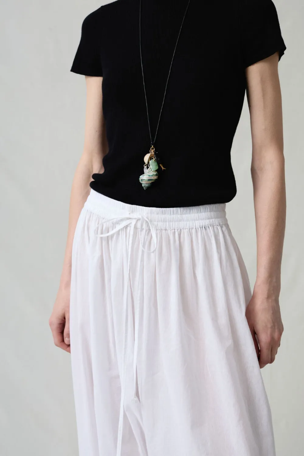 Chan Luu Baoon Pant White Pintripe