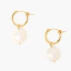 Chan Luu Baroque Pearl Hoop Earrings White