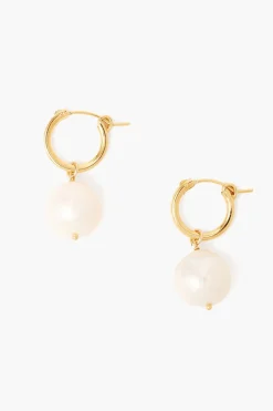 Chan Luu Baroque Pearl Hoop Earrings White