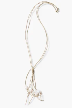 Chan Luu Baroque Pearl Tassel Necklace Beige