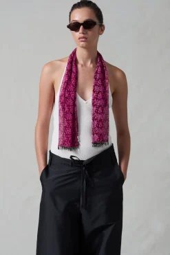 Chan Luu Beaded Silk Scarf Pink