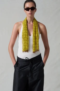 Chan Luu Beaded Silk Scarf Yellow