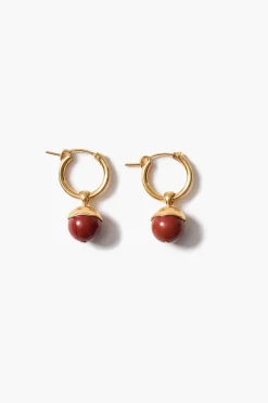 Chan Luu Bell Hoop Earrings Red Jasper