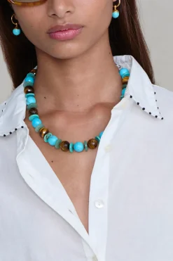 Chan Luu Bell Hoop Earrings Turquoise