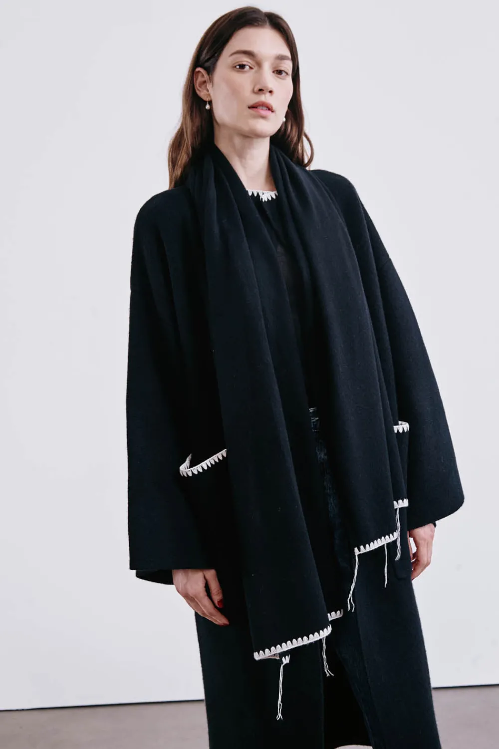Chan Luu Blanket Stitch Scarf Black