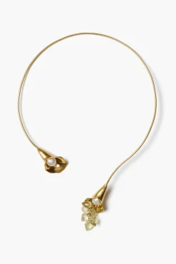 Chan Luu Calla Lily Collar Necklace Gold Mix
