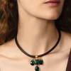 Chan Luu Caroline Collar Necklace Emerald Crystal