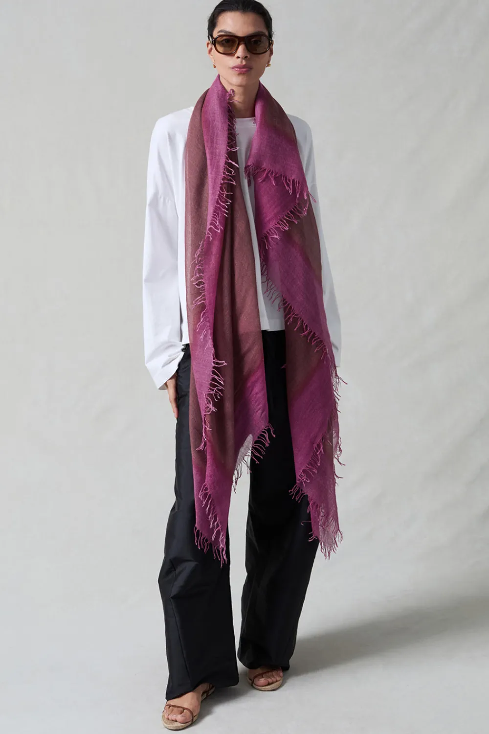 Chan Luu Cashmere and Silk Scarf Barbados Cherry Burnout