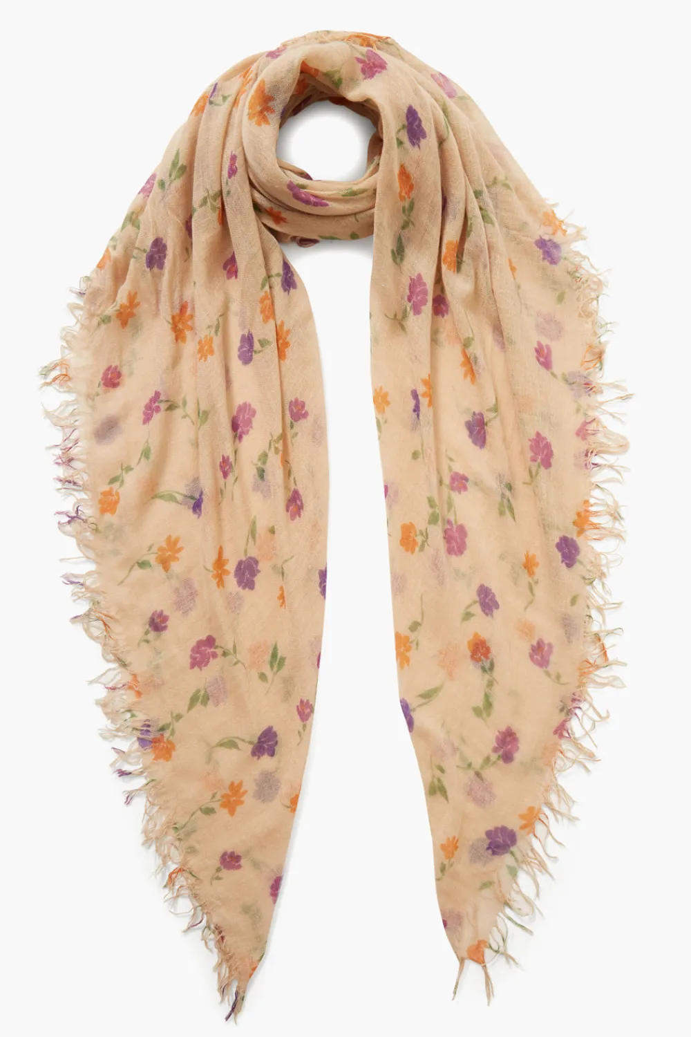 Chan Luu Cashmere and Silk Scarf Cream Valentina Floral