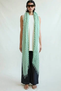 Chan Luu Cashmere and Silk Scarf English Ivy Gingham