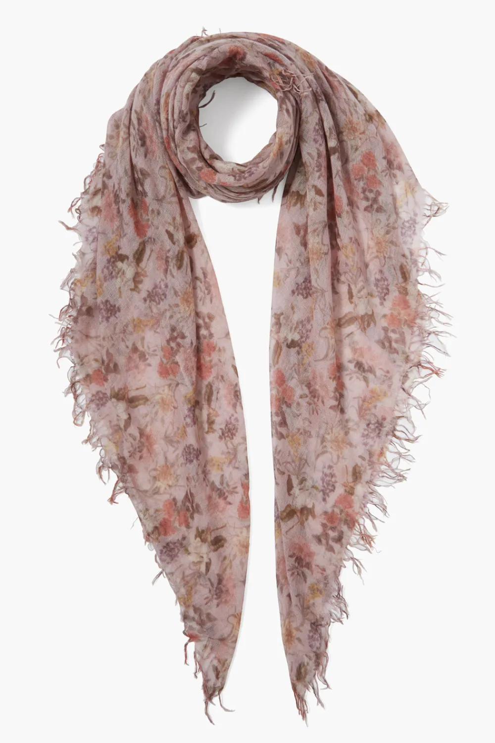 Chan Luu Cashmere and Silk Scarf Mauve Chalk Floral