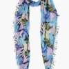 Chan Luu Cashmere and Silk Scarf Pageant Blue Floral Print