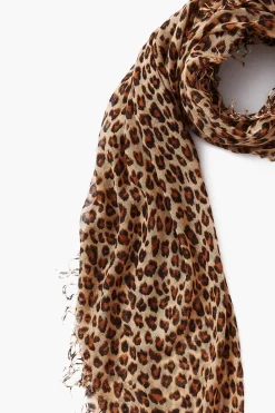 Chan Luu Cashmere and Silk Scarf Roasted Pecan Leopard