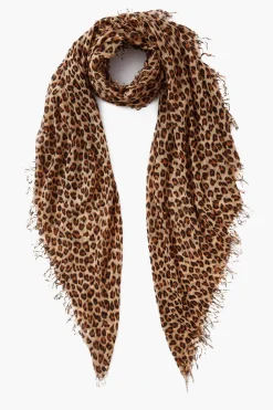 Chan Luu Cashmere and Silk Scarf Roasted Pecan Leopard