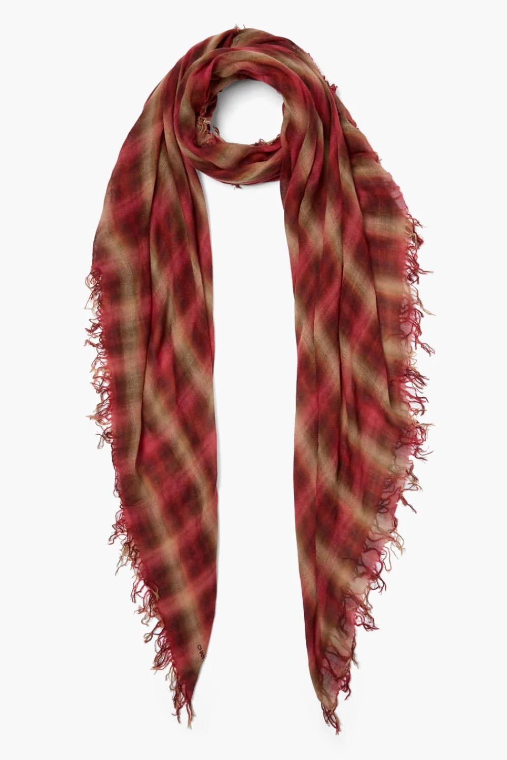 Chan Luu Cashmere and Silk Scarf Savvy Red Sapphire Plaid