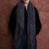 Chan Luu 100% Cashmere Scarf Blue Warped Plaid