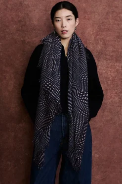Chan Luu 100% Cashmere Scarf Blue Warped Plaid