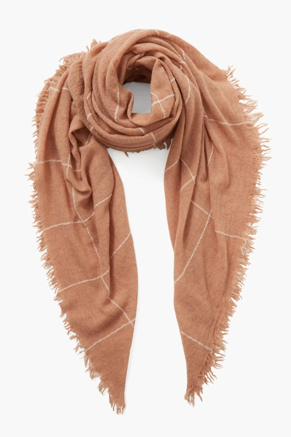 Chan Luu 100% Cashmere Scarf Egret Windowpane