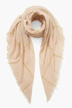 Chan Luu 100% Cashmere Scarf Golden Olive Windowpane