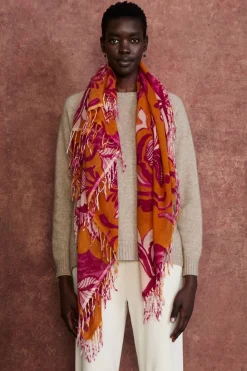 Chan Luu 100% Cashmere Scarf Gold Floral