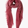 Chan Luu 100% Cashmere Scarf Red Warped Plaid
