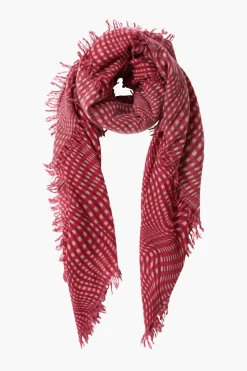 Chan Luu 100% Cashmere Scarf Red Warped Plaid