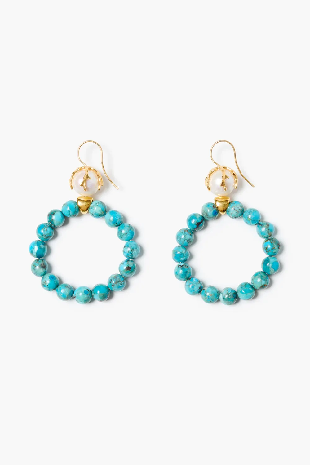 Chan Luu Coral Crown Hoop Earrings Turquoise