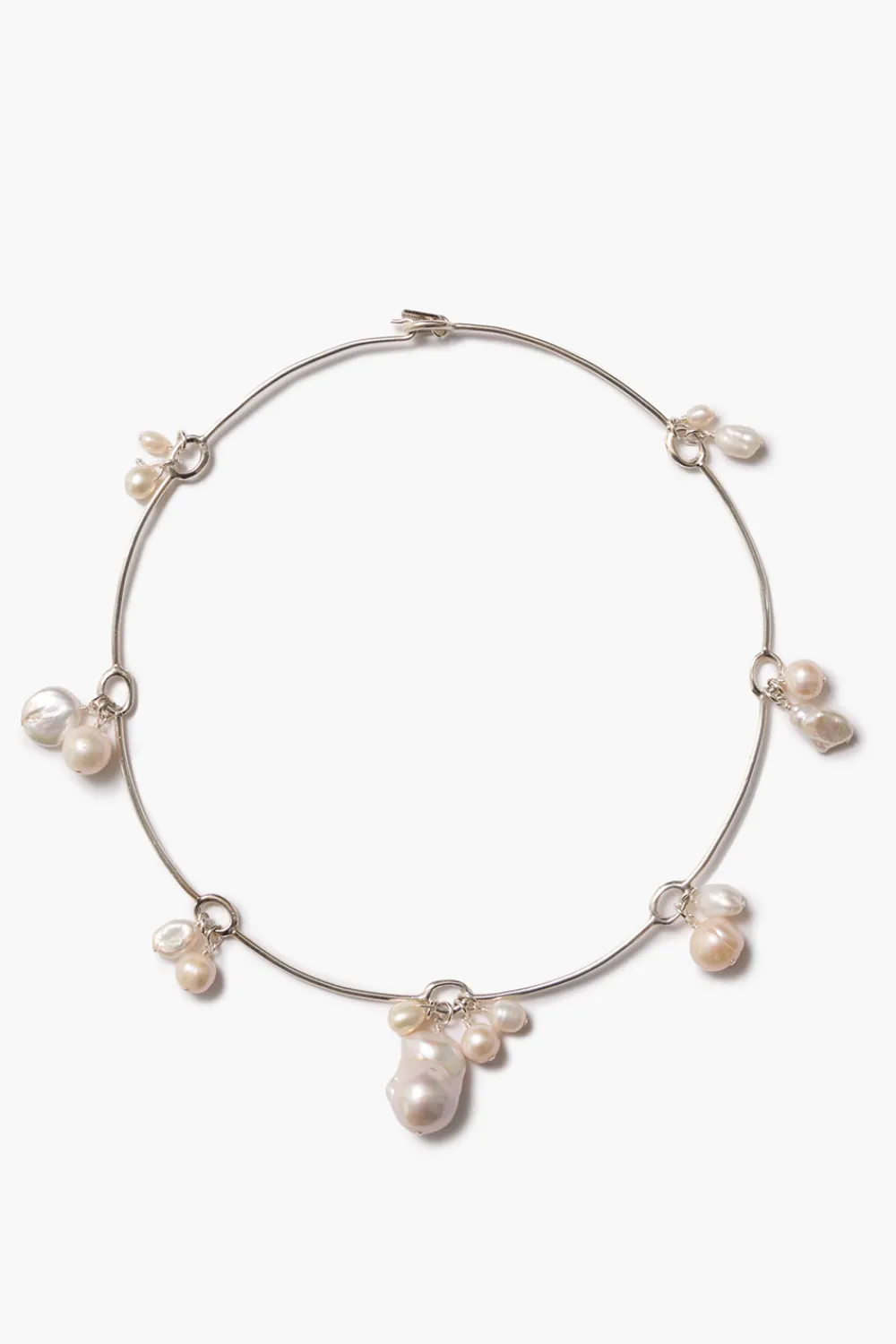 Chan Luu Crown Pearl Collar Necklace Silver