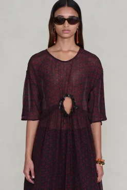 Chan Luu Cutout equin Chiffon Tunic apphire