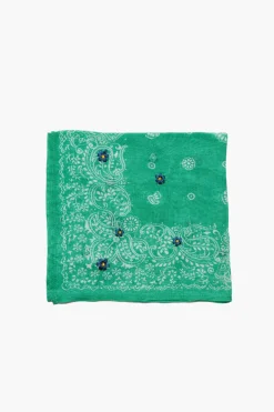 Chan Luu Daisy Embroidered Bandana Jade Green