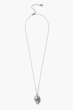 Chan Luu Diamond Baroque Necklace Grey Pearl