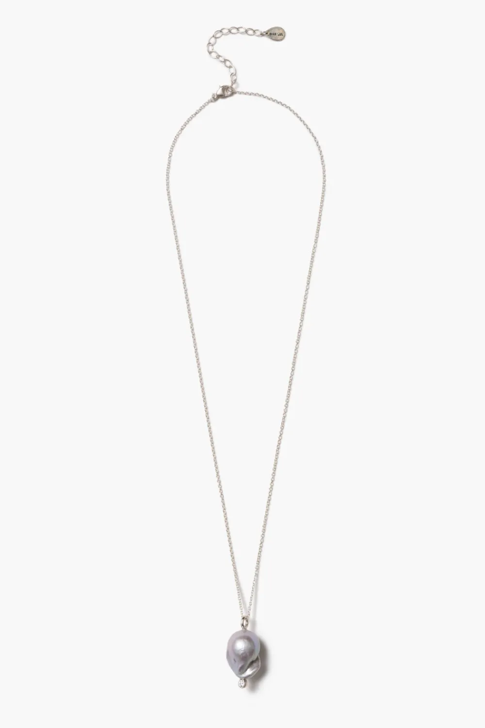 Chan Luu Diamond Baroque Necklace Grey Pearl