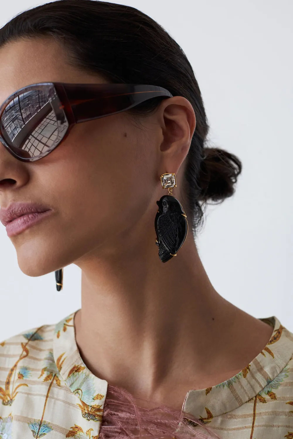 Chan Luu Dove Earrings Black Obsidian