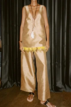 Chan Luu Dupioni traight eg Pant Cae