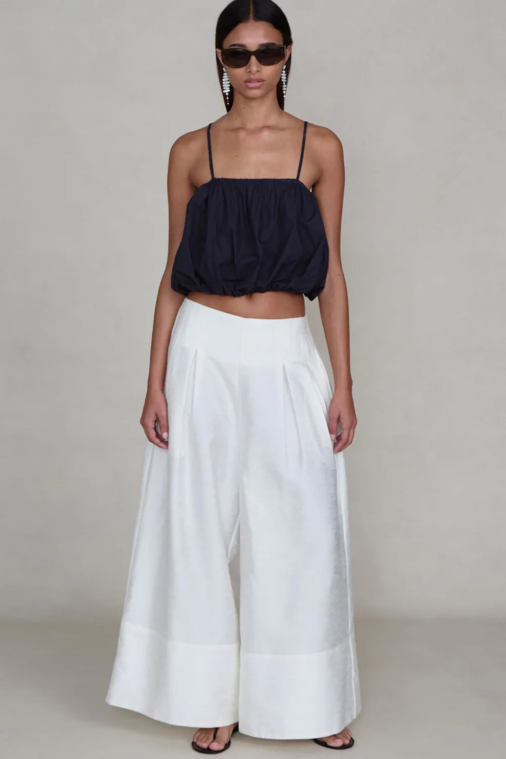 Chan Luu Dupioni Utra Wide eg Trouer White