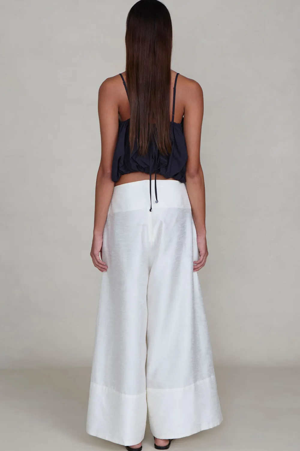 Chan Luu Dupioni Utra Wide eg Trouer White