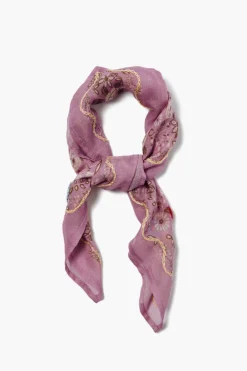 Chan Luu Embroidered Floral Bandana Pastel Lavender
