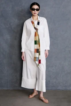 Chan Luu Exaggerated Silk Tie Scarf Patchwork
