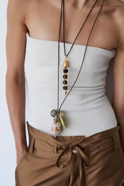 Chan Luu Fishbone Paracord Necklace Smoky Quartz