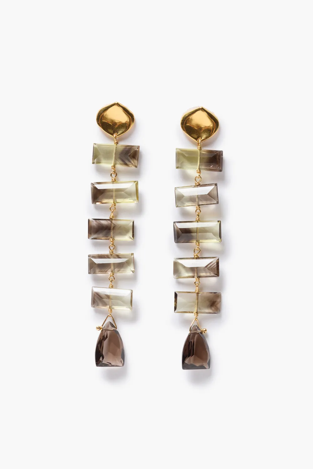 Chan Luu Fishbone Tiered Earrings Quartz
