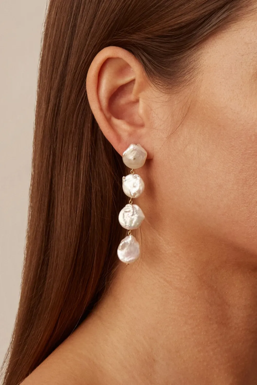 Chan Luu Four Tiered White Keshi Pearl Earrings