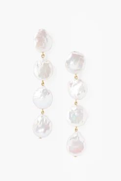 Chan Luu Four Tiered White Keshi Pearl Earrings