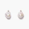 Chan Luu 14k Diamond Baroque Earrings White Pearl
