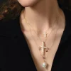 Chan Luu 14k Diamond Baroque Necklace White Pearl