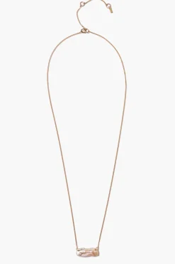Chan Luu 14k Diamond Biwa Bar Necklace Pearl