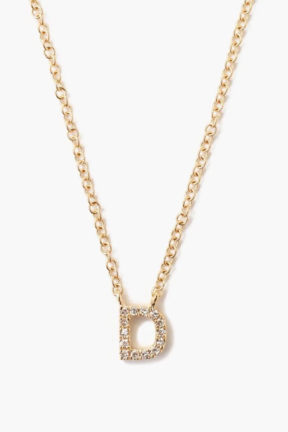 Chan Luu 14k Gold and White Diamond Initial Necklace