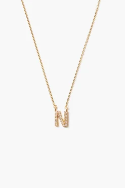 Chan Luu 14k Gold and White Diamond Initial Necklace