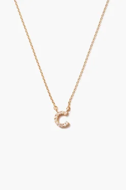 Chan Luu 14k Gold and White Diamond Initial Necklace