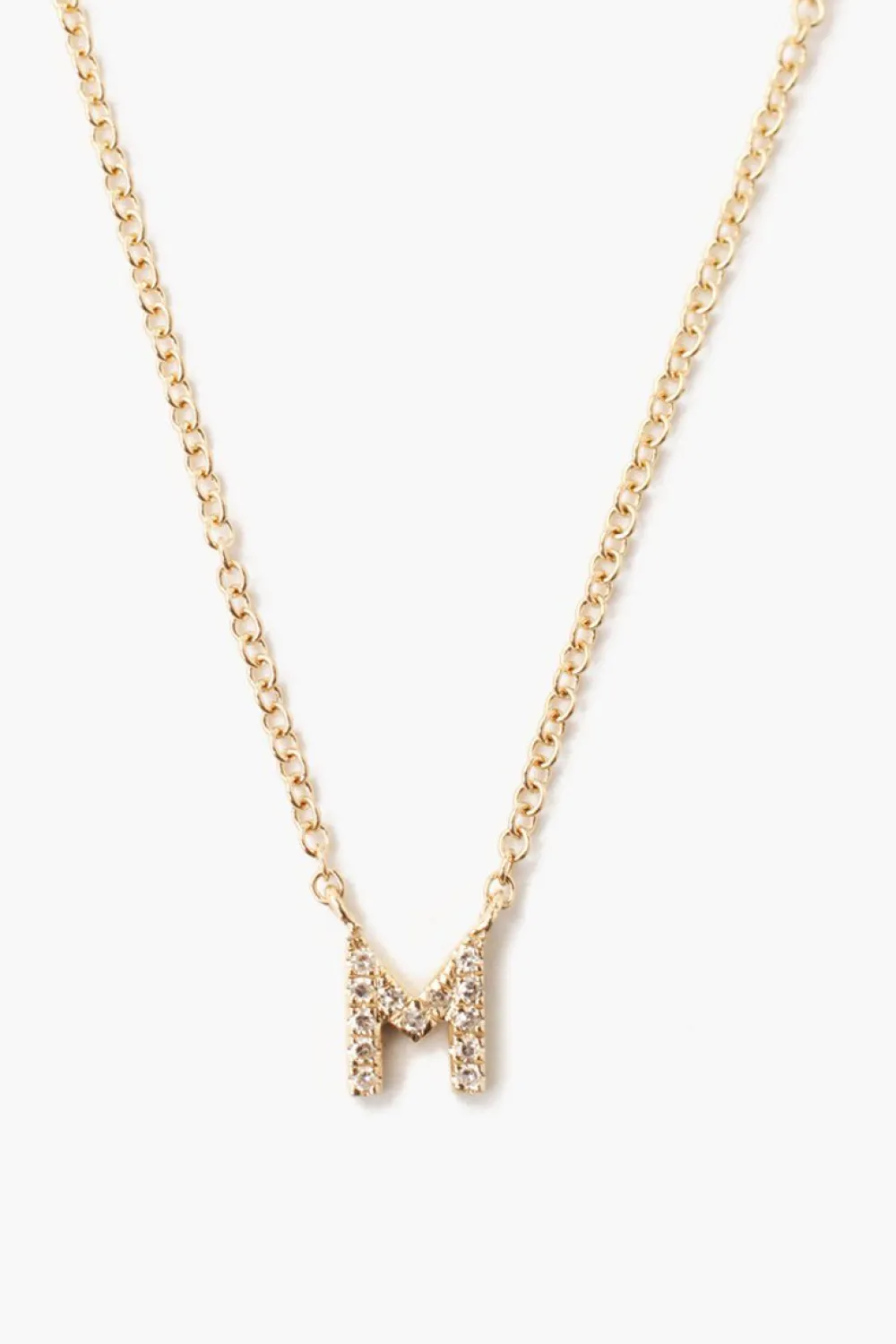 Chan Luu 14k Gold and White Diamond Initial Necklace
