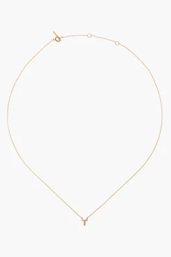Chan Luu 14k Gold and White Diamond Initial Necklace